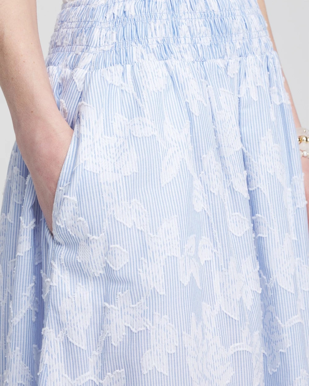 Chico's Floral Jacquard Maxi Skirt BLUE