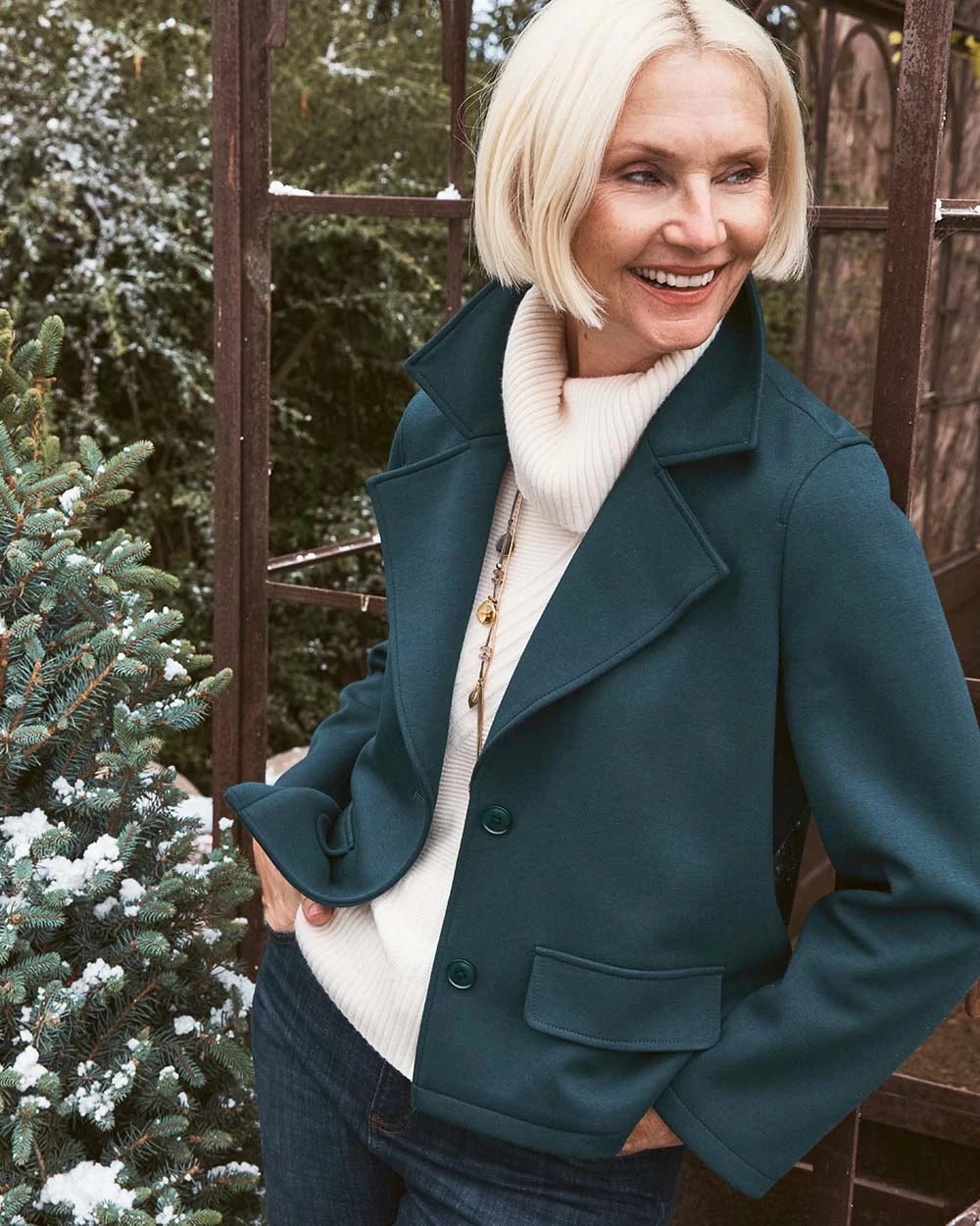 Chico's Plush Knit Blazer TEAL SHADOW