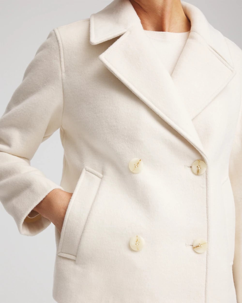 Chico's Wool Peacoat ENGLISH CREAM