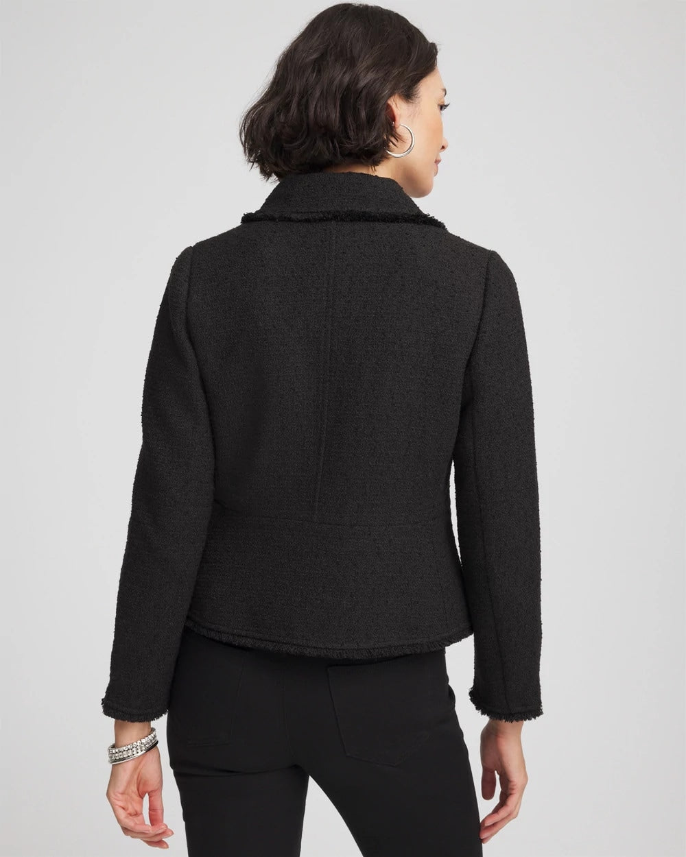 Chico's Bouclé Peplum Jacket BLACK