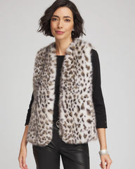 Chico's Snow Leopard Faux Fur Vest CREAM