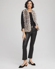 Chico's Snow Leopard Faux Fur Vest CREAM