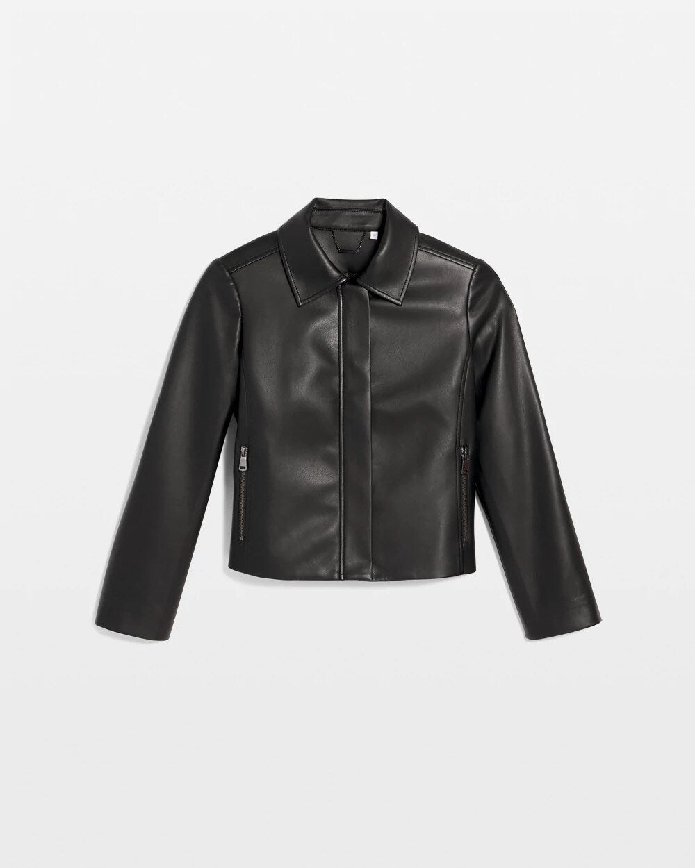 Chico's Faux Leather Zip-Front Jacket BLACK