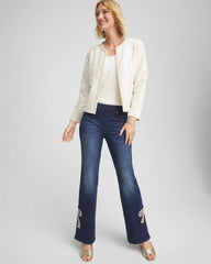 Chico's Pearl Trim Tweed Jacket ENGLISH CREAM
