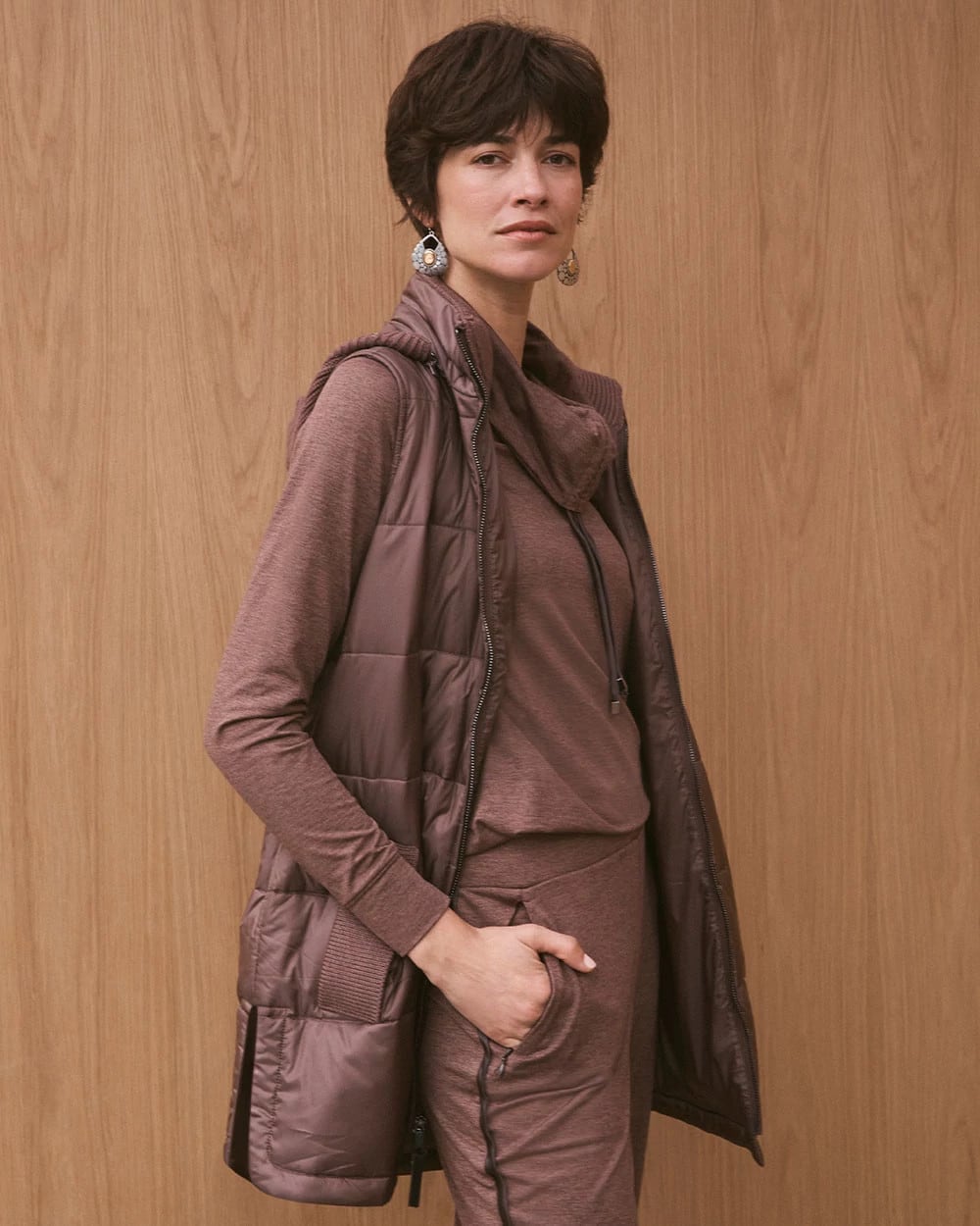 Chico's Zenergy® Quilted Hooded Vest WALNUT