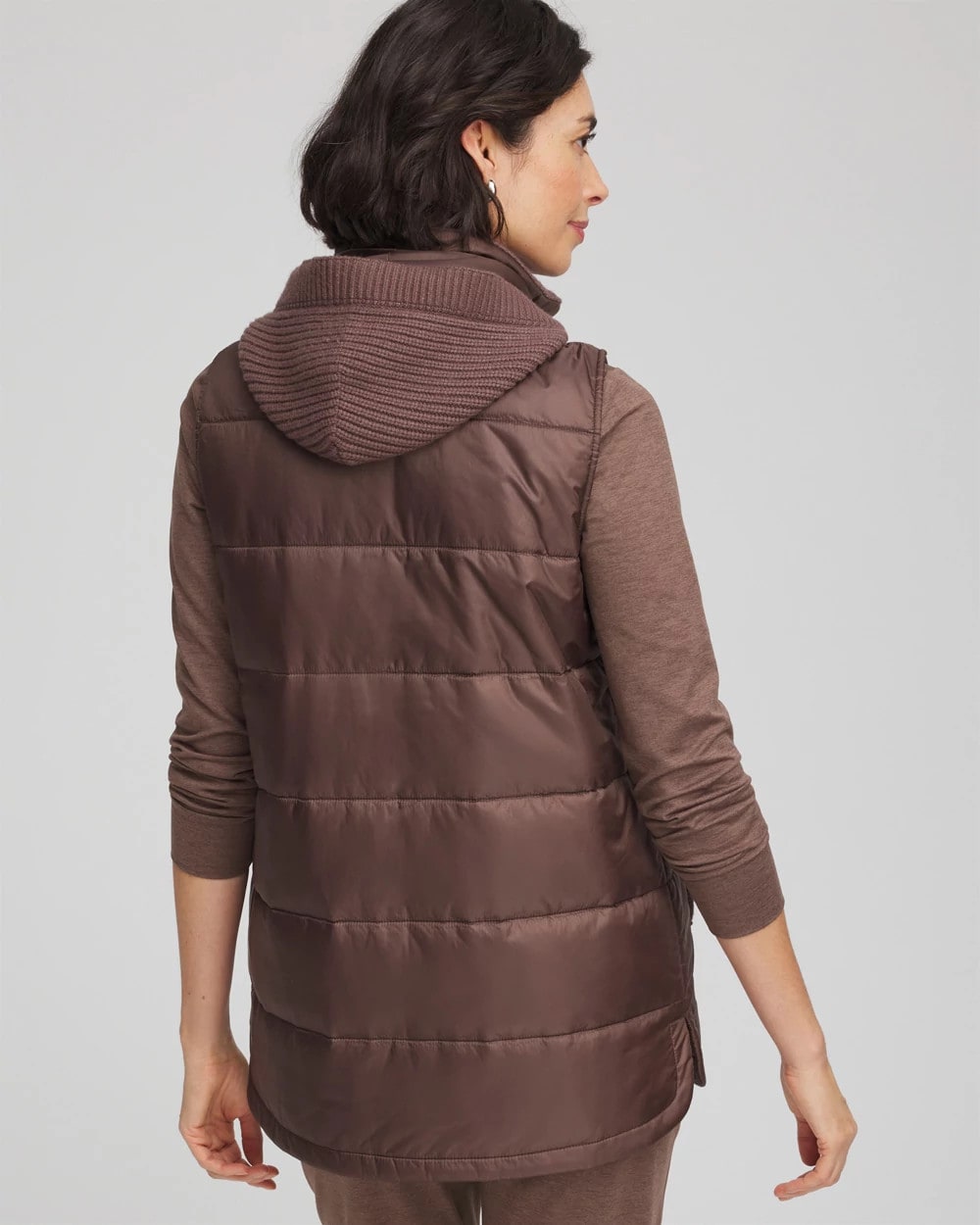 Chico's Zenergy® Quilted Hooded Vest WALNUT