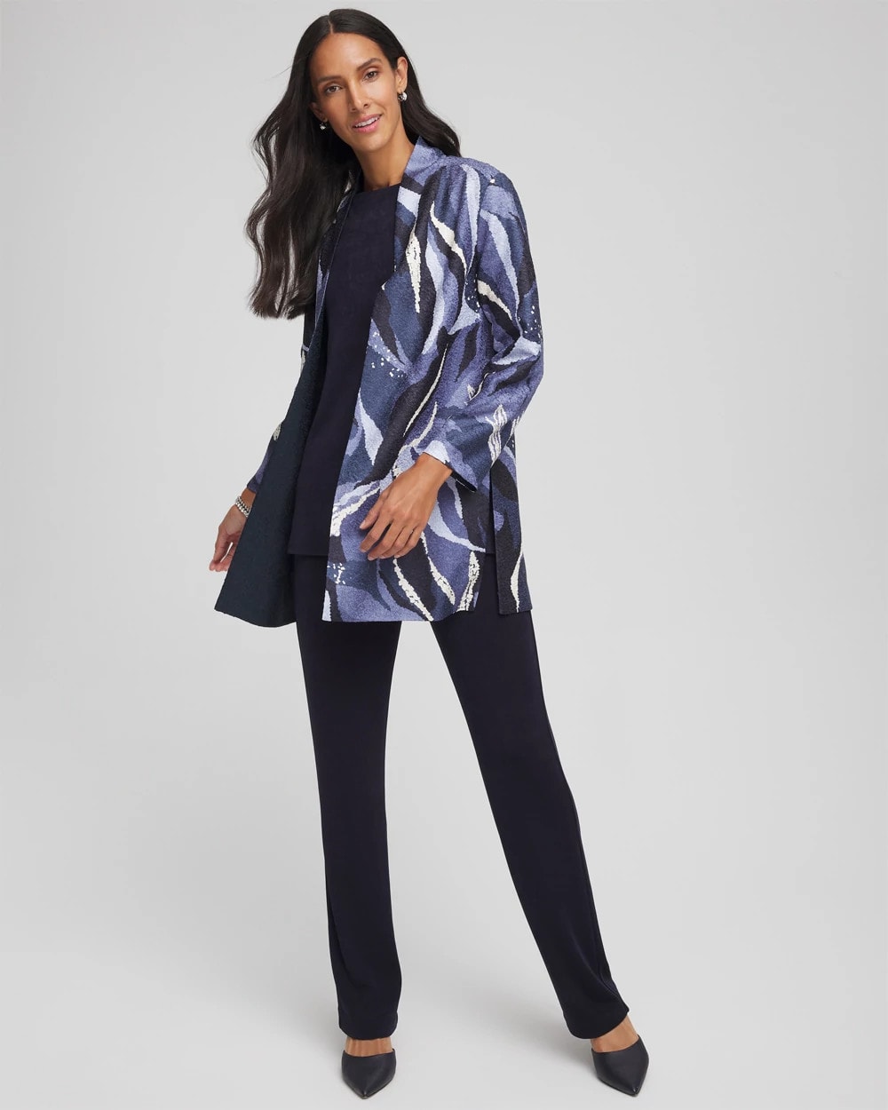 Chico's Travelers™ Wave Reversible Crushed Jacket TRAVELERS INDIA INK