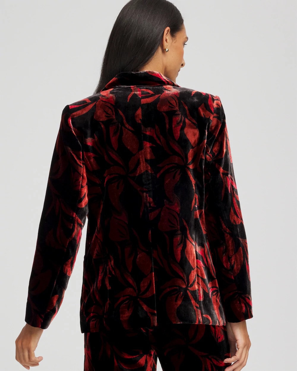 Chico's Velvet Printed Blazer BLACK
