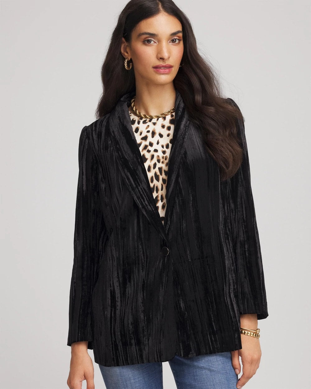 Chico's Velvet Shawl Collar Blazer BLACK