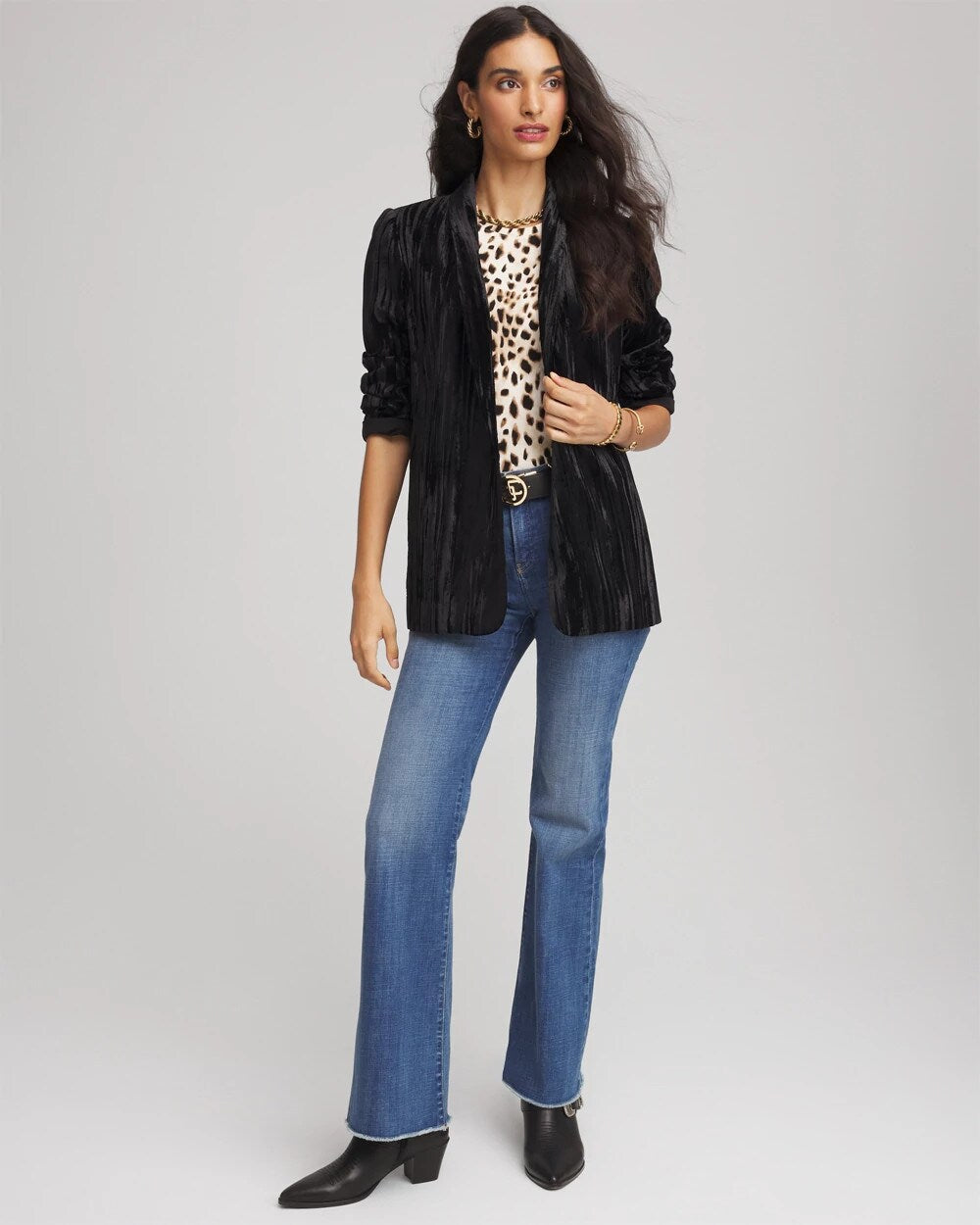 Chico's Velvet Shawl Collar Blazer BLACK