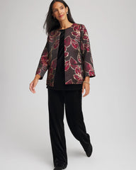Chico's Travelers™ Collection Jacquard Foiled Floral Jacket RED