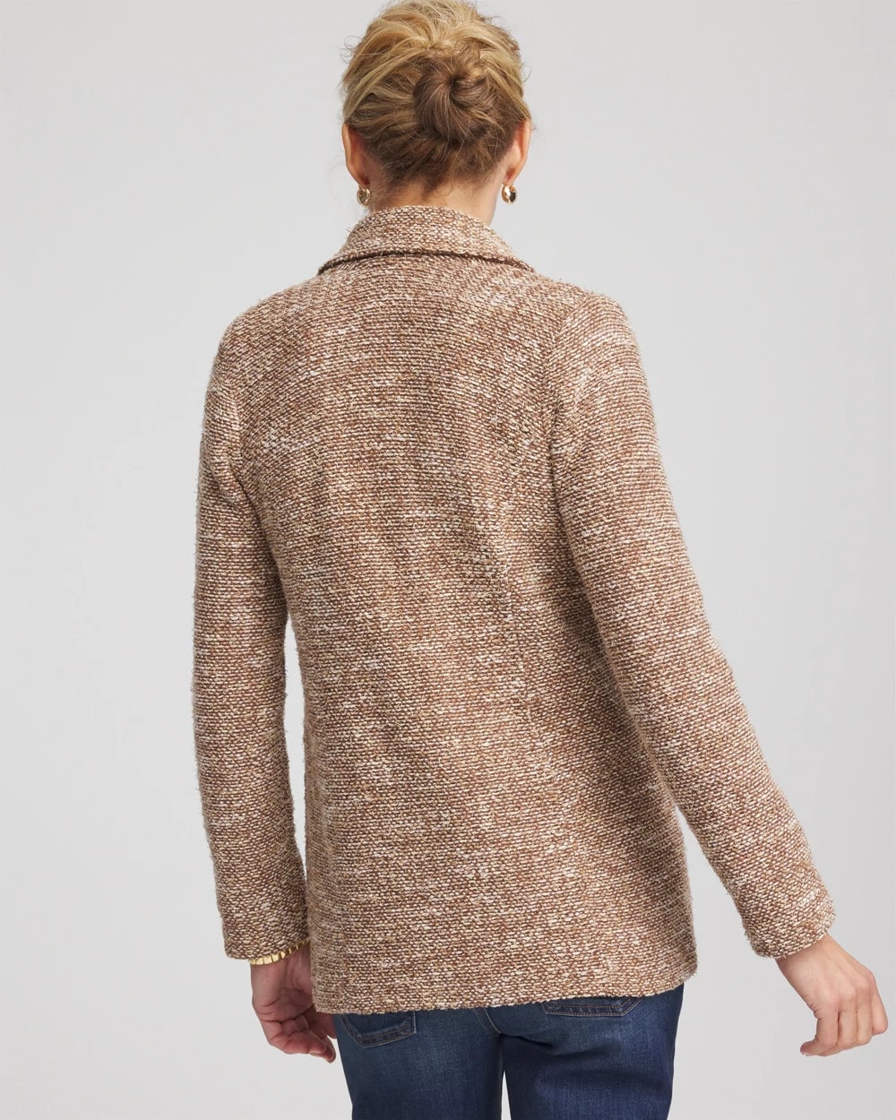 Chico's Tweed Double-Breasted Blazer CAFE AROMA