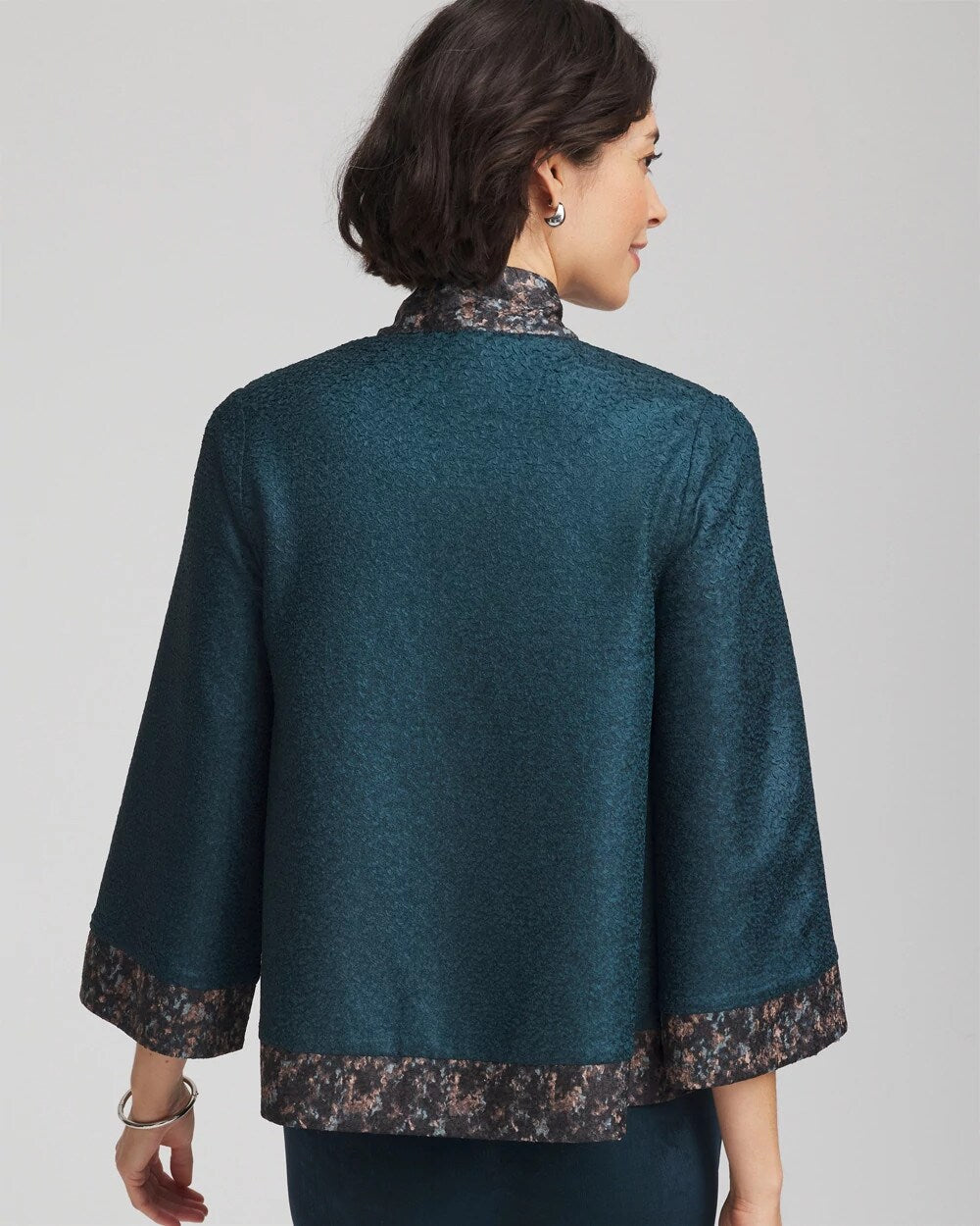 Chico's Travelers™ Collection Crystal Crushed Reversible Jacket TEAL SHADOW