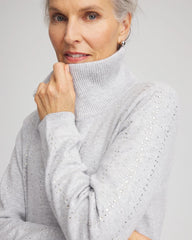 Chico's Zenergy® Luxe Diamante Zip Cardigan FROSTED GRAY HEATHER