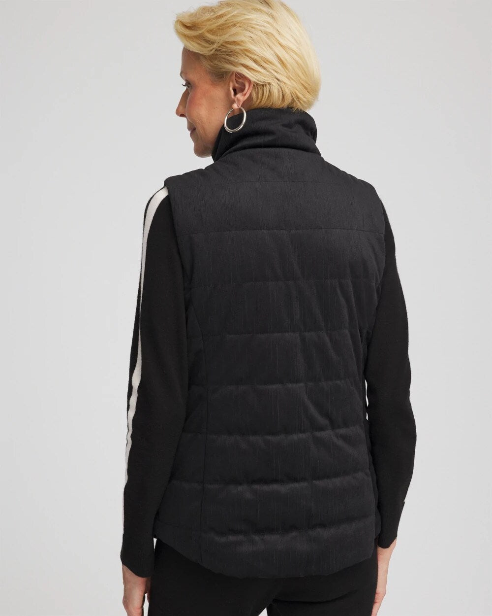 Chico's Zenergy® Reversible Velvet Puffer Vest BLACK