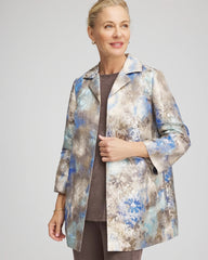 Chico's Travelers™ Collection Watercolor Jacquard Jacket WALNUT