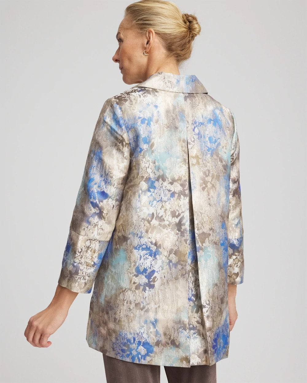 Chico's Travelers™ Collection Watercolor Jacquard Jacket WALNUT