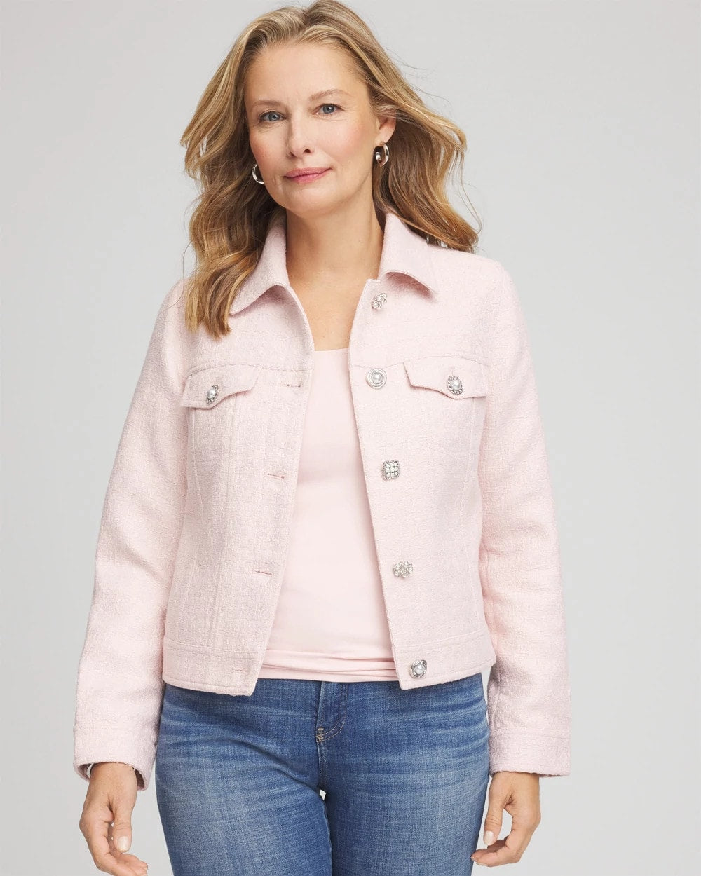 Chico's Boucle Casual Jacket BLUSHED