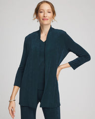 Chico's Travelers™ Long Knit Jacket TEAL SHADOW