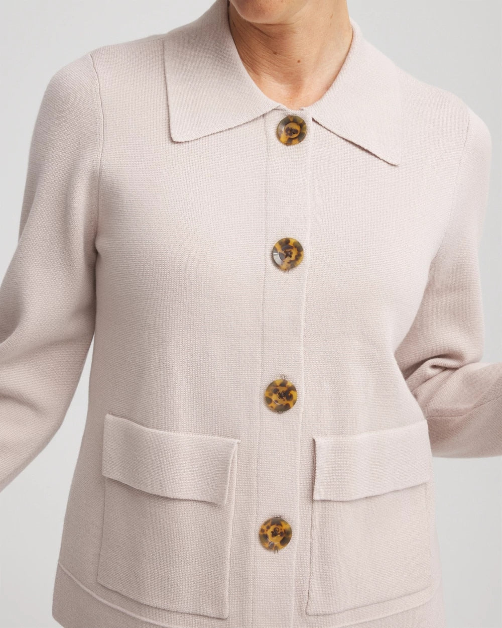 Chico's Button-Front Cardigan Jacket SMOKEY TAUPE
