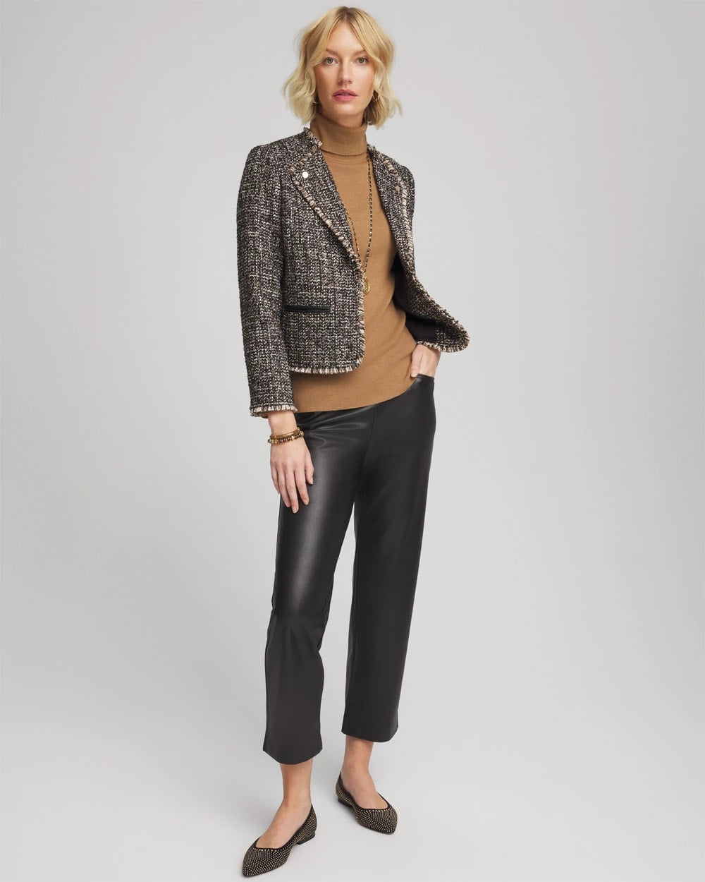Chico's Tweed Mix Moto Jacket BLACK