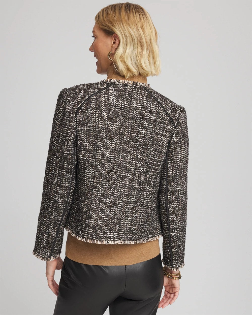 Chico's Tweed Mix Moto Jacket BLACK