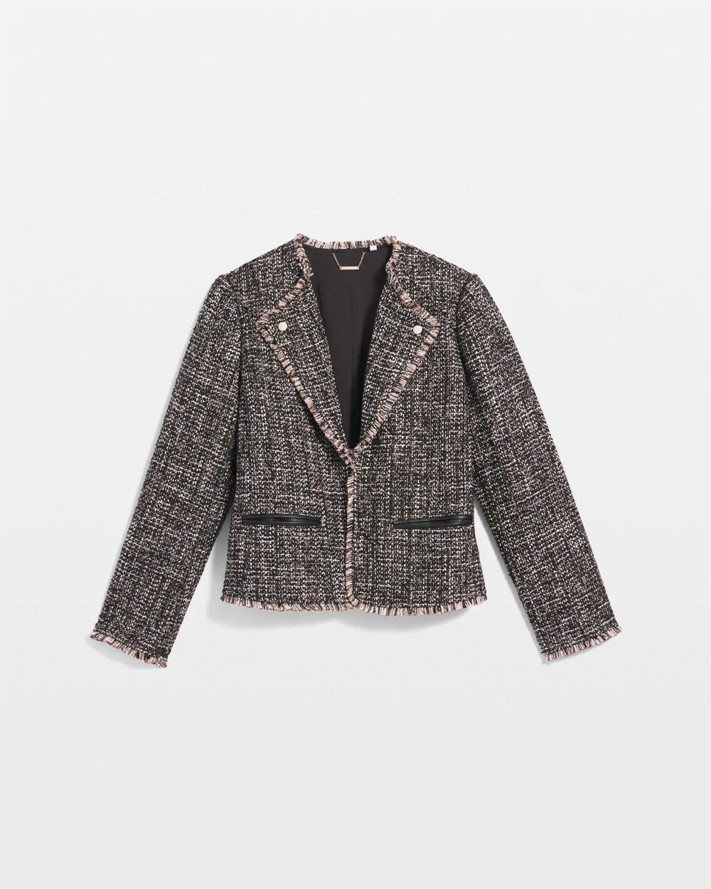 Chico's Tweed Mix Moto Jacket BLACK