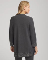 Chico's Travelers™ Rhinestone Cardigan GRAPHITE GRAY