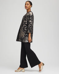 Chico's Travelers™ Collection Jacquard Floral Shine Jacket TRAVELERS BLACK