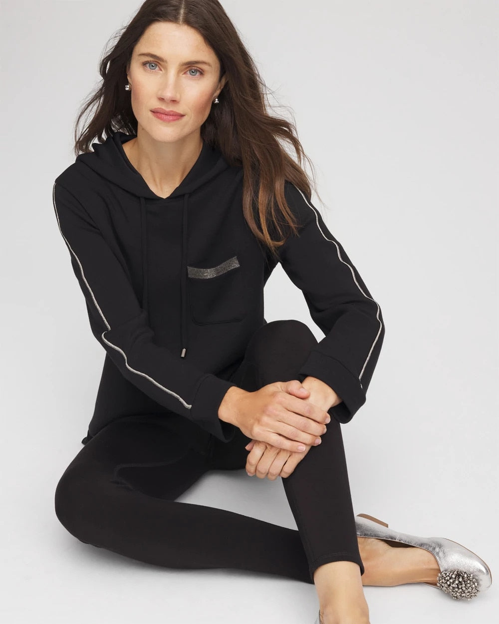 Chico's Zenergy® Caviar Bead Sweatshirt BLACK