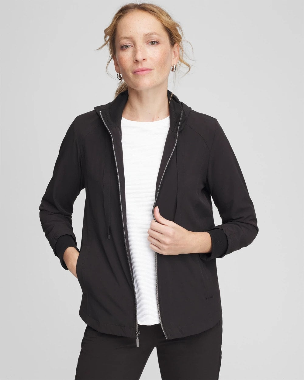 Chico's Zenergy® UPF Rib Mix Jacket BLACK