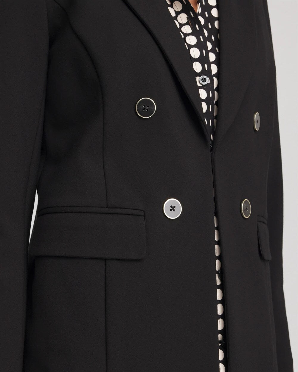Chico's Ponte Double-Breasted Knit Blazer BLACK