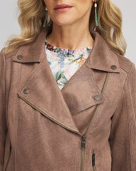 Chico's Suede Moto Jacket DRIED MUSHROOM