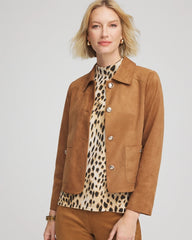 Chico's Suede Cropped Jacket BURNT SIENNA