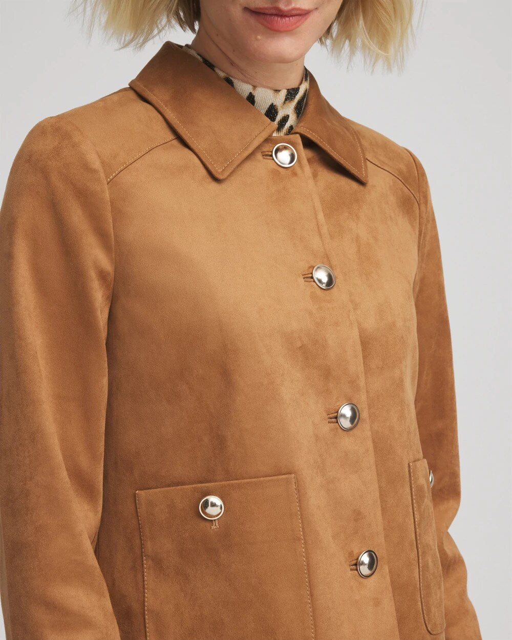 Chico's Suede Cropped Jacket BURNT SIENNA