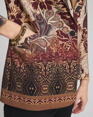 Chico's Artisanal Print Ponte Blazer GRAPHITE GRAY