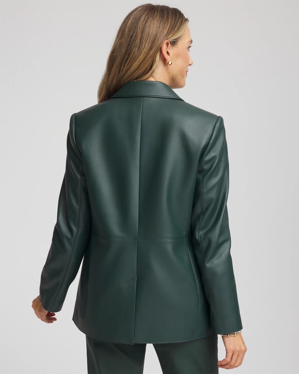 Chico's Faux Leather Blazer DARKEST SPRUCE