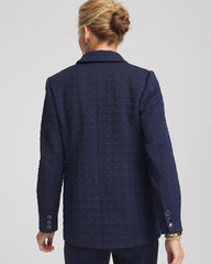 Chico's Textured Single-Breasted Knit Blazer PASSPORT BLUE