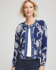 Chico's Floral Lady Jacket DUSKY BLUE