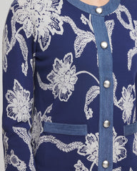 Chico's Floral Lady Jacket DUSKY BLUE