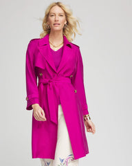 Chico's Double-Breasted Trench Coat PURPLE CLOVER