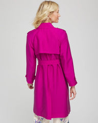 Chico's Double-Breasted Trench Coat PURPLE CLOVER