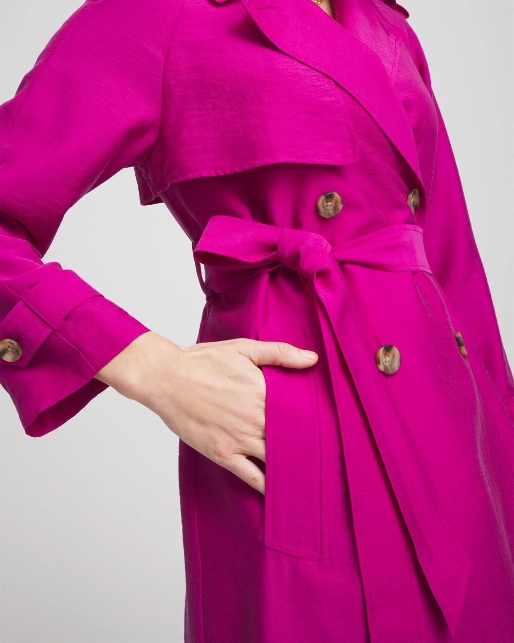 Chico's Double-Breasted Trench Coat PURPLE CLOVER