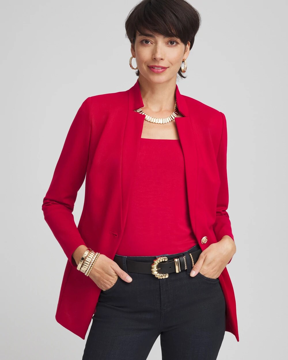 Chico's Ponte Blazer RED ALLURE