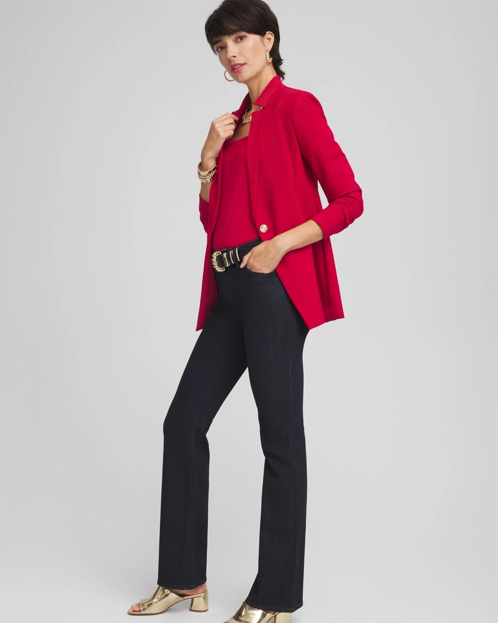 Chico's Ponte Blazer RED ALLURE