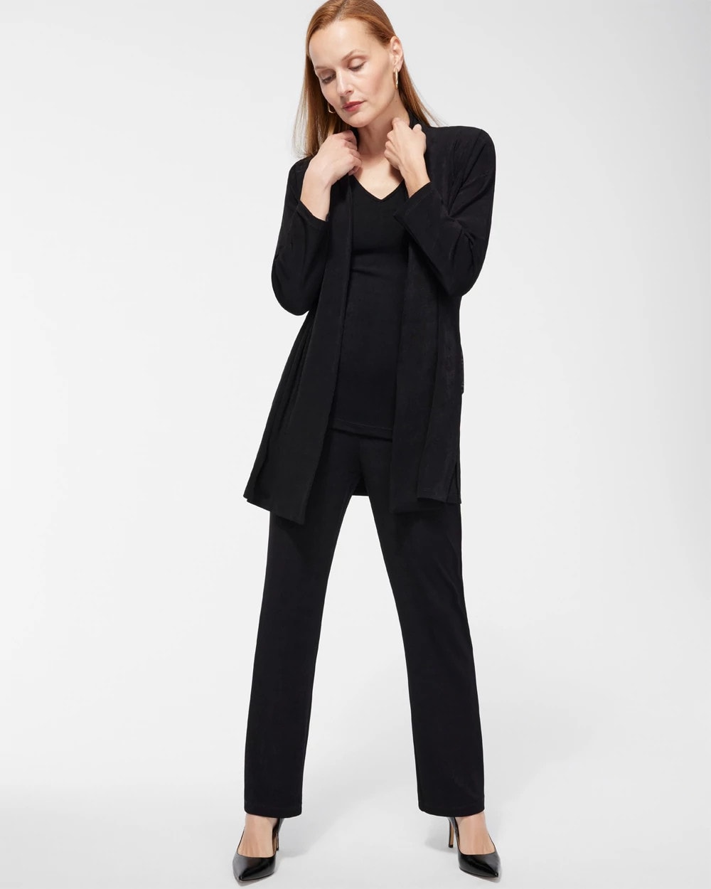 Chico's Travelers™ Classic Long Knit Jacket TRAVELERS BLACK