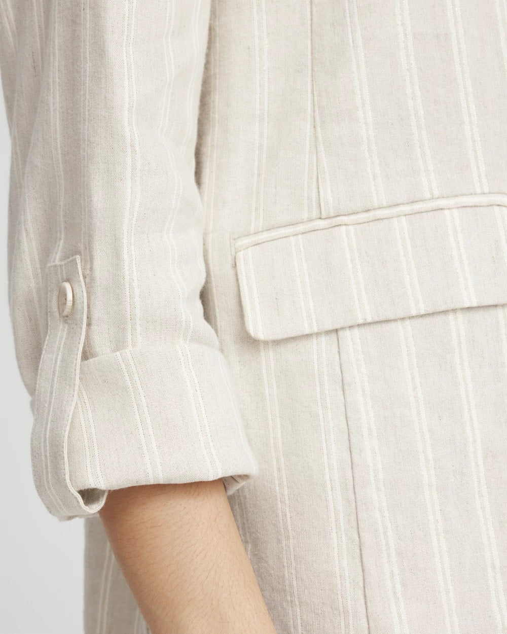 Chico's Linen Blend Stretch Stripe Blazer FLAX