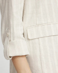 Chico's Linen Blend Stretch Stripe Blazer FLAX