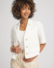 Chico's Soft-Stretch Short Cotton Shacket ECRU