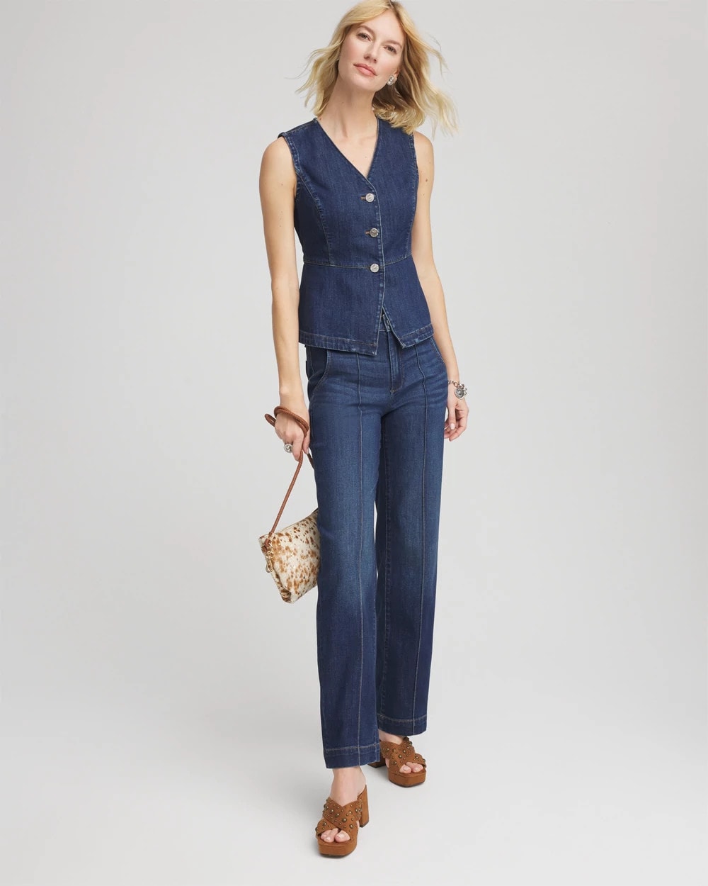 Chico's Sleeveless Denim Vest BISCAYNE INDIGO